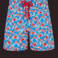 Flash Sale Vilebrequin Men Swim Shorts Ultra-Light And Packable Crabs & Shrimps Earthenware/Blue