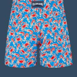 Flash Sale Vilebrequin Men Swim Shorts Ultra-Light And Packable Crabs & Shrimps Earthenware/Blue