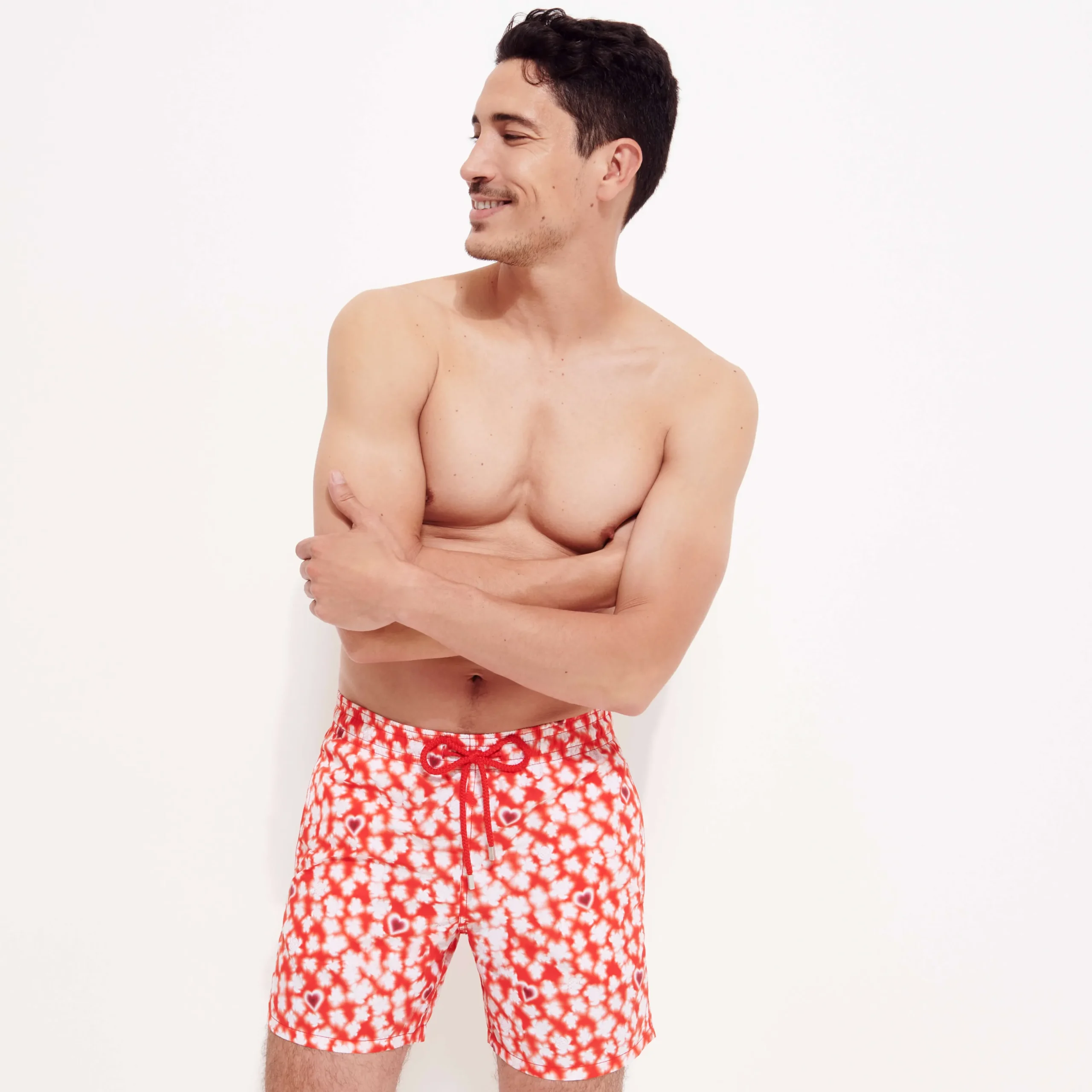 Fashion Vilebrequin Men Swim Trunks Attrape Coeur Poppy Red/Red