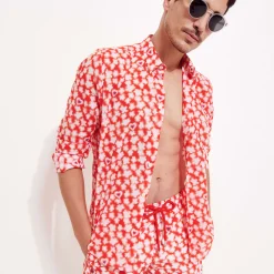 Fashion Vilebrequin Men Swim Trunks Attrape Coeur Poppy Red/Red