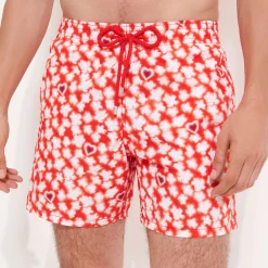 Fashion Vilebrequin Men Swim Trunks Attrape Coeur Poppy Red/Red