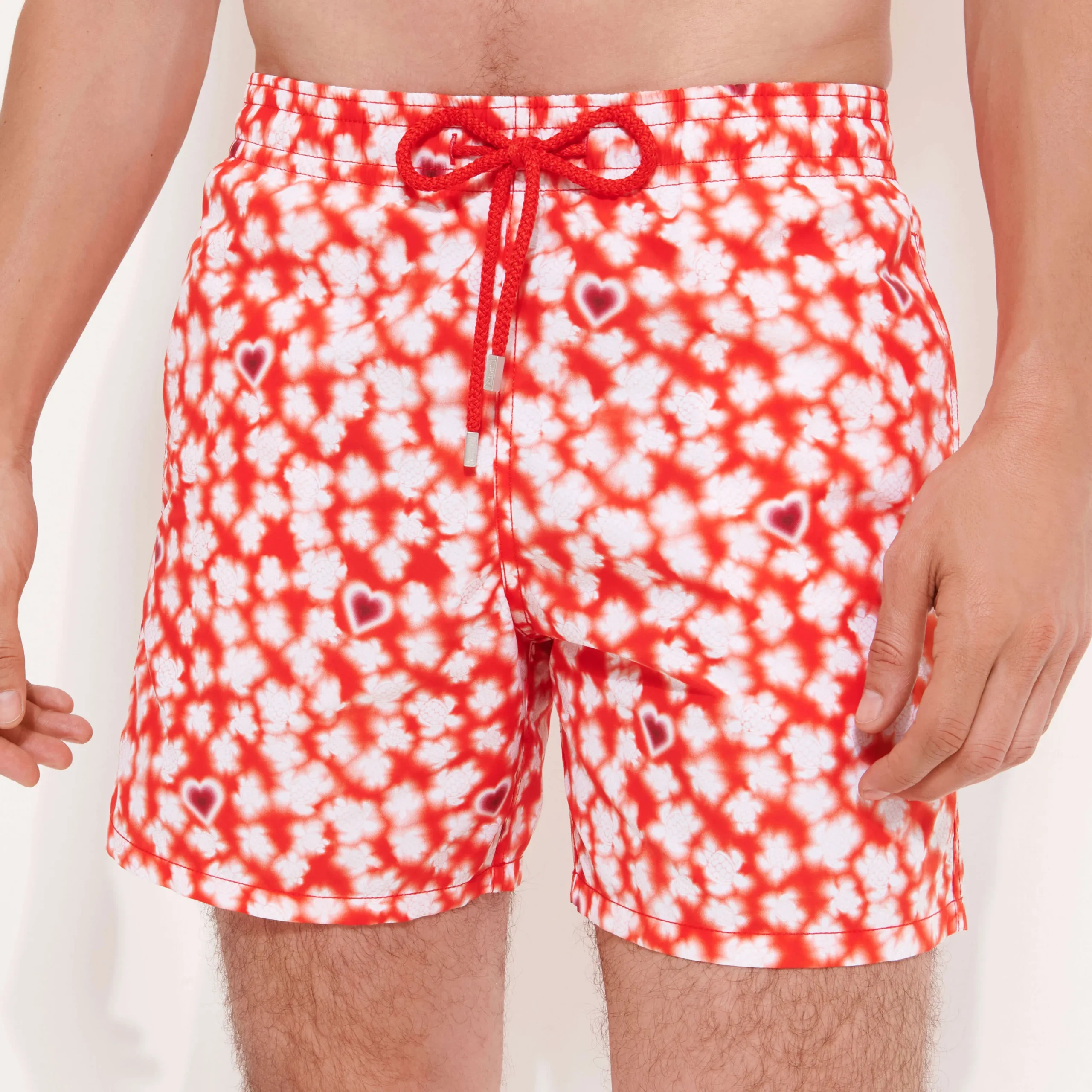 Fashion Vilebrequin Men Swim Trunks Attrape Coeur Poppy Red/Red