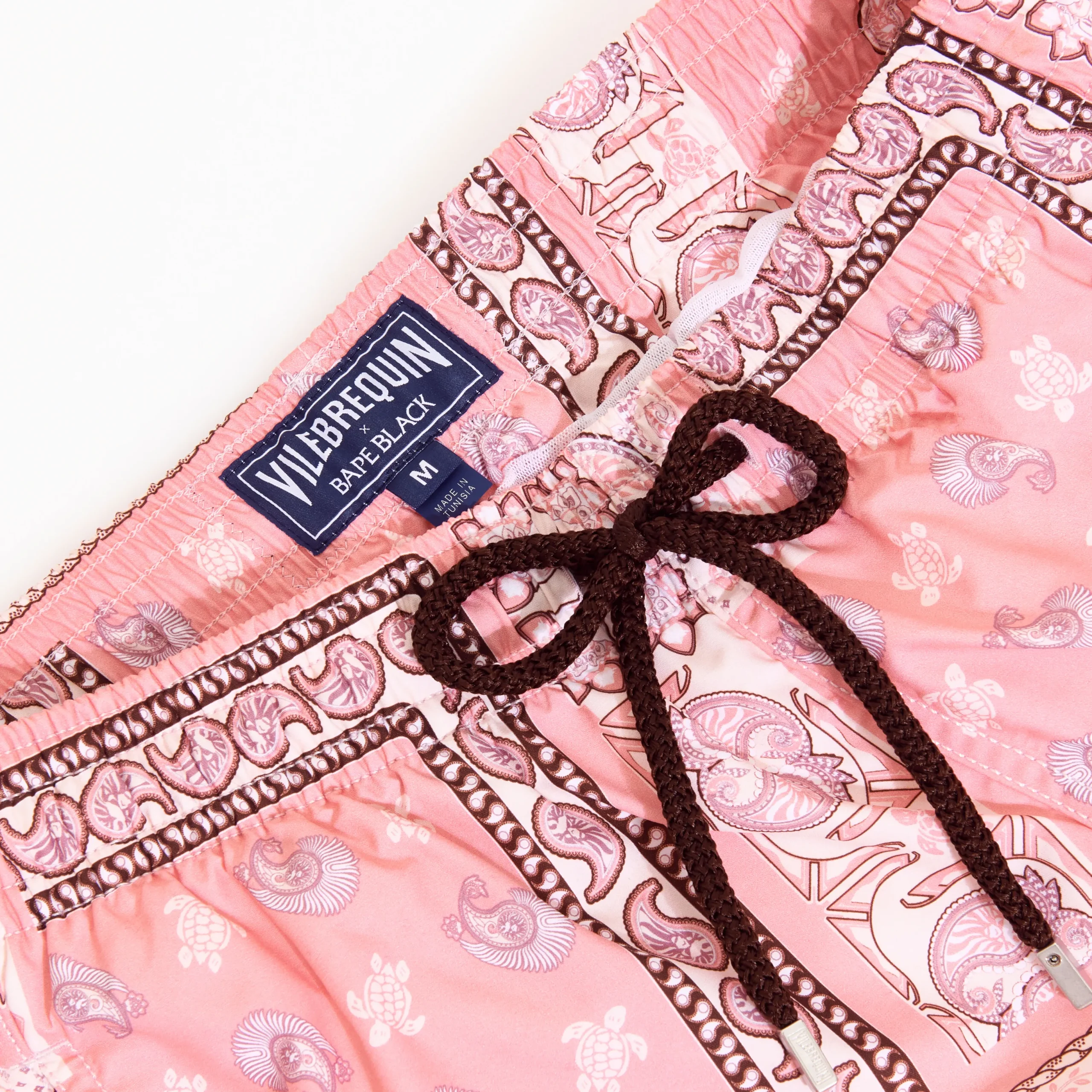 New Vilebrequin Men Swim Trunks Bandana - X Bape® Black Candy/Pink