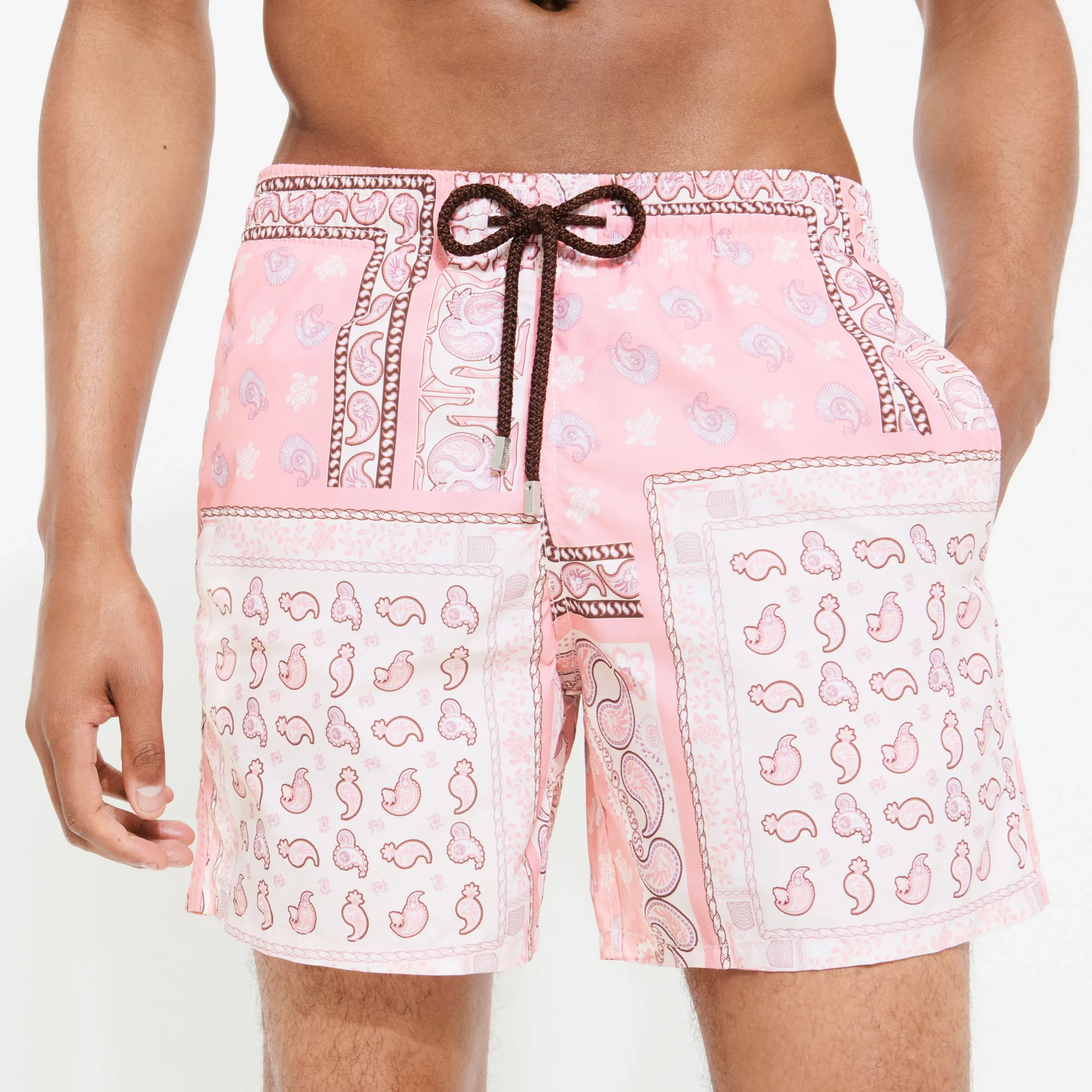 New Vilebrequin Men Swim Trunks Bandana - X Bape® Black Candy/Pink