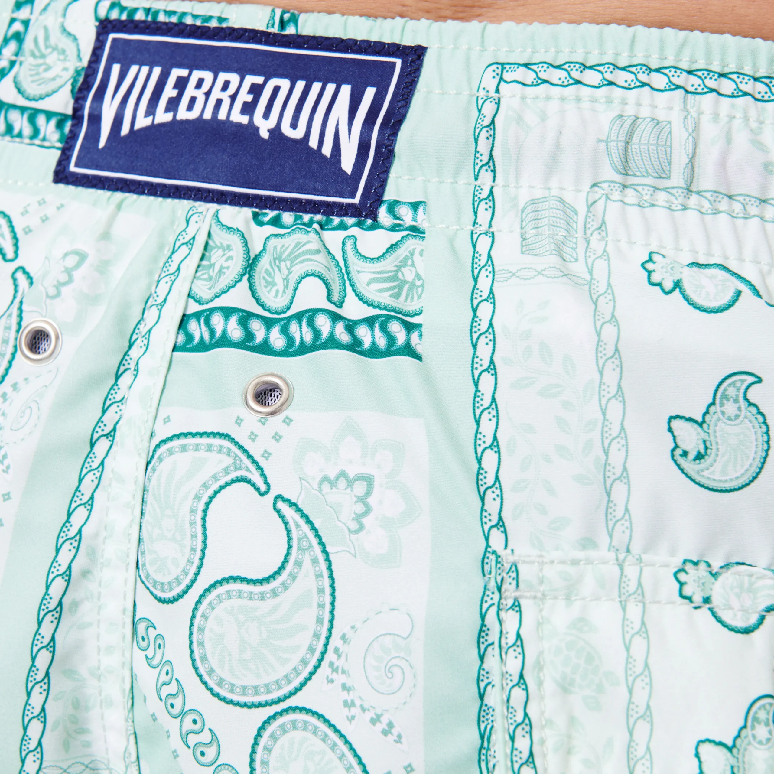 Sale Vilebrequin Men Swim Trunks Bandana - X Bape® Black Mint/Green