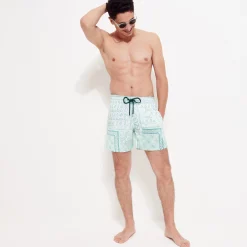 Sale Vilebrequin Men Swim Trunks Bandana - X Bape® Black Mint/Green