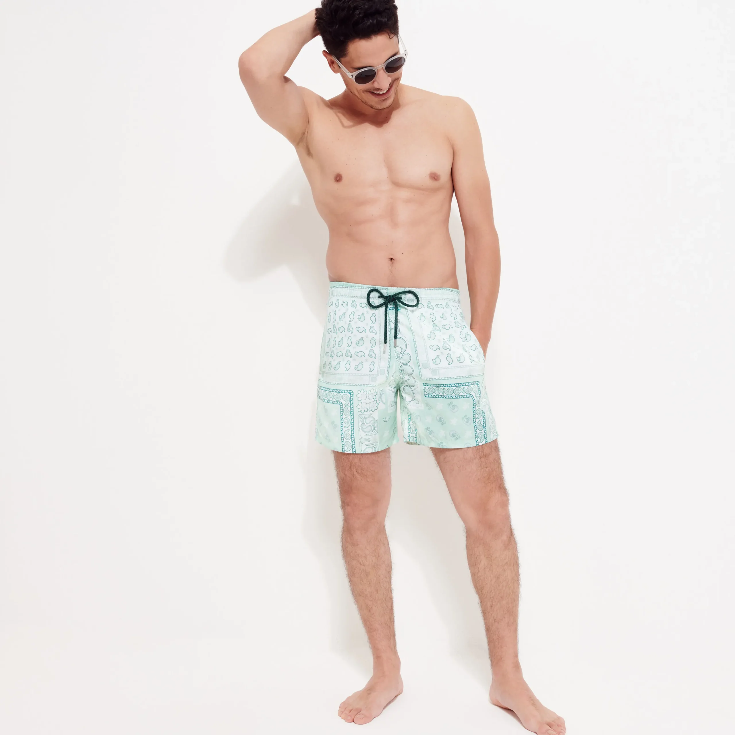 Sale Vilebrequin Men Swim Trunks Bandana - X Bape® Black Mint/Green