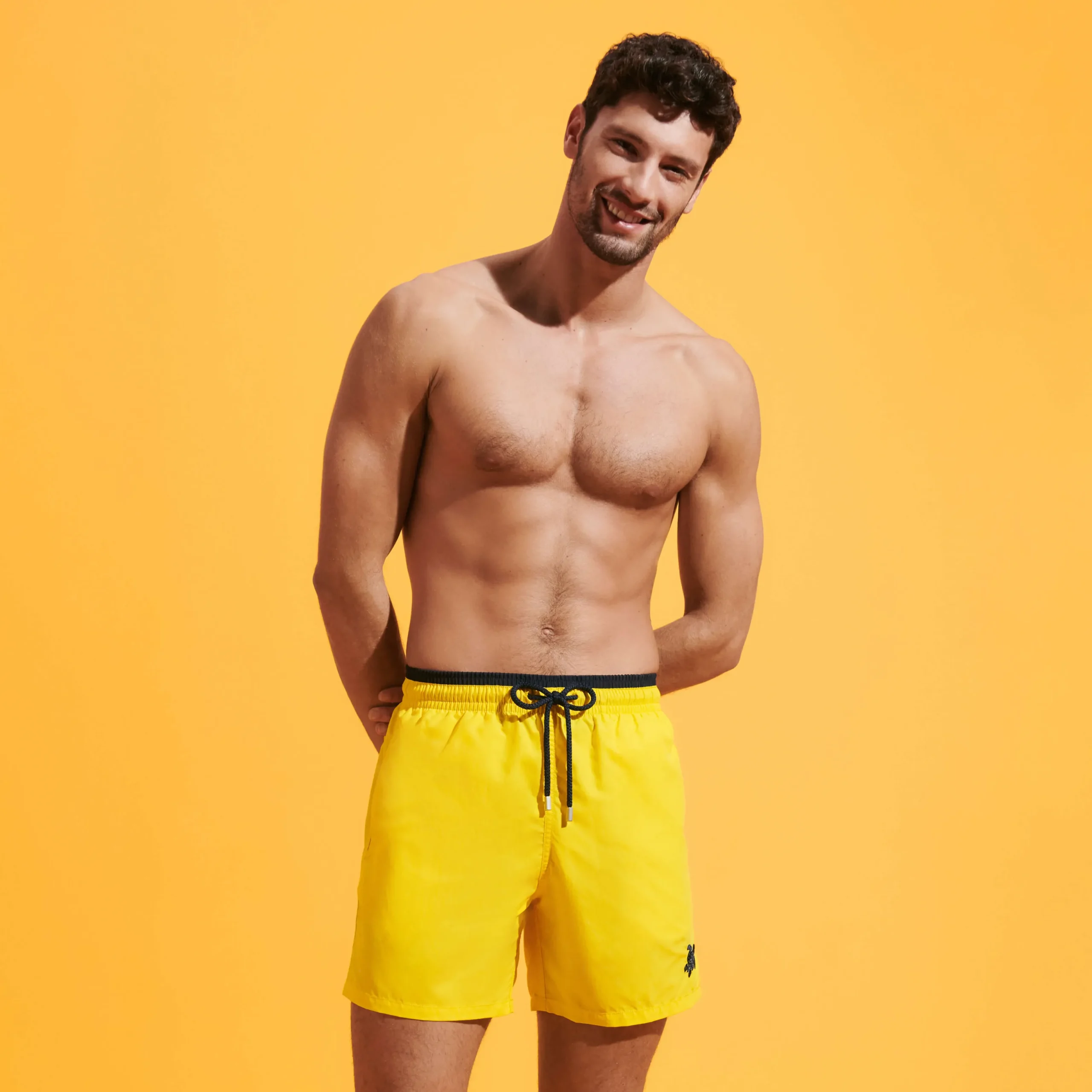 Cheap Vilebrequin Men Swim Trunks Bicolor Solid Bicolore Sun/Yellow