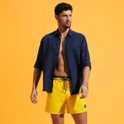 Cheap Vilebrequin Men Swim Trunks Bicolor Solid Bicolore Sun/Yellow