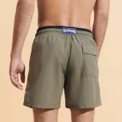 Shop Vilebrequin Men Swim Trunks Bicolor Solid Bicolore Olivier/Green