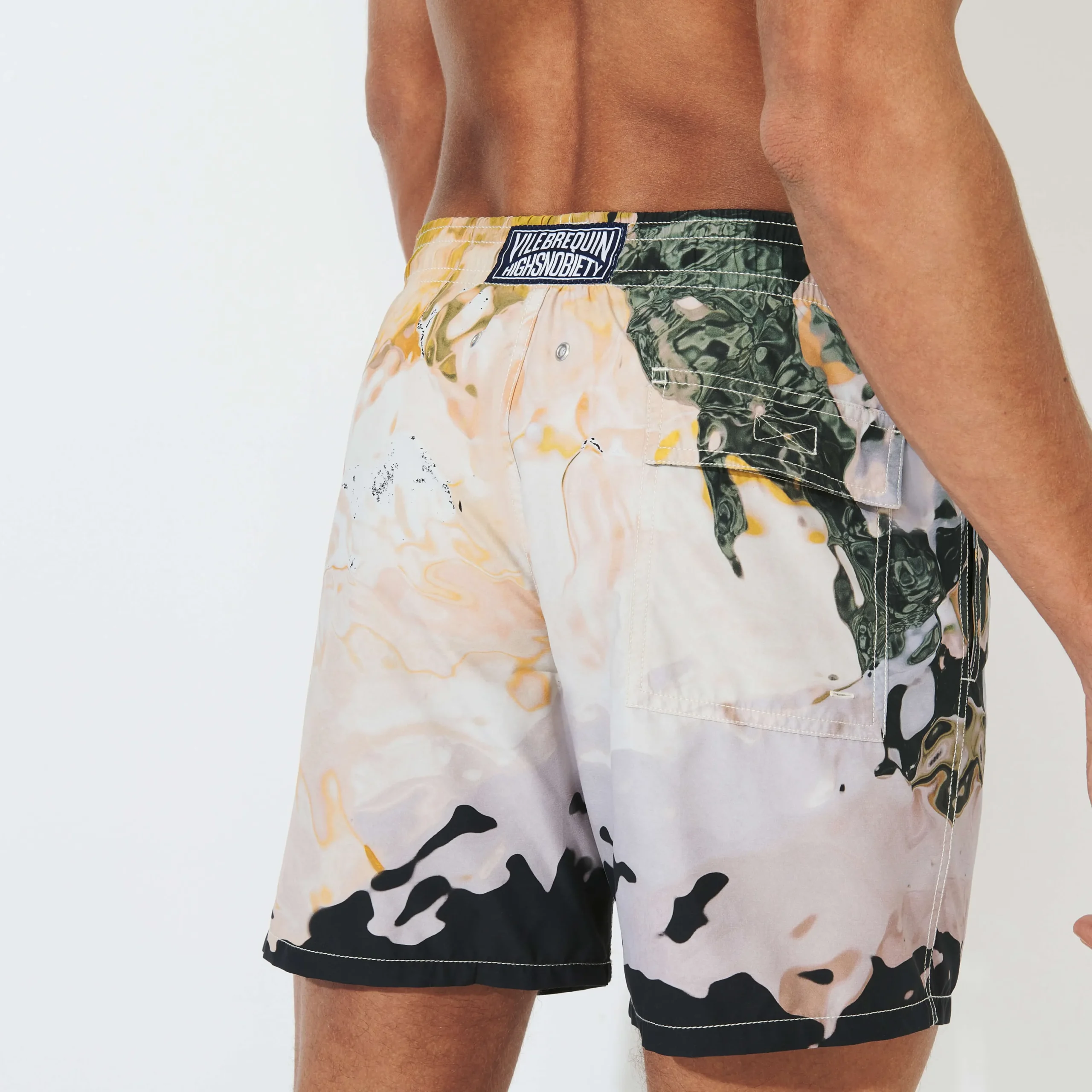 Cheap Vilebrequin Men Swim Trunks Distortive Water - X Highsnobiety Wild Stone/Beige