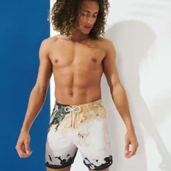 Cheap Vilebrequin Men Swim Trunks Distortive Water - X Highsnobiety Wild Stone/Beige