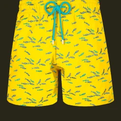Best Vilebrequin Men Swim Trunks Embroidered Gulf Stream - Limited Edition Sunflower/Yellow