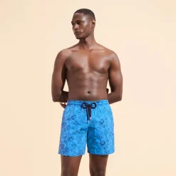 Online Vilebrequin Men Swim Trunks Embroidered Marche Provencal - Limited Edition Earthenware/Blue