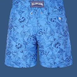 Online Vilebrequin Men Swim Trunks Embroidered Marche Provencal - Limited Edition Earthenware/Blue