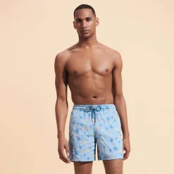 Outlet Vilebrequin Men Swim Trunks Embroidered Micro Ronde Des Tortues Rainbow - Limited Edition Divine/Blue