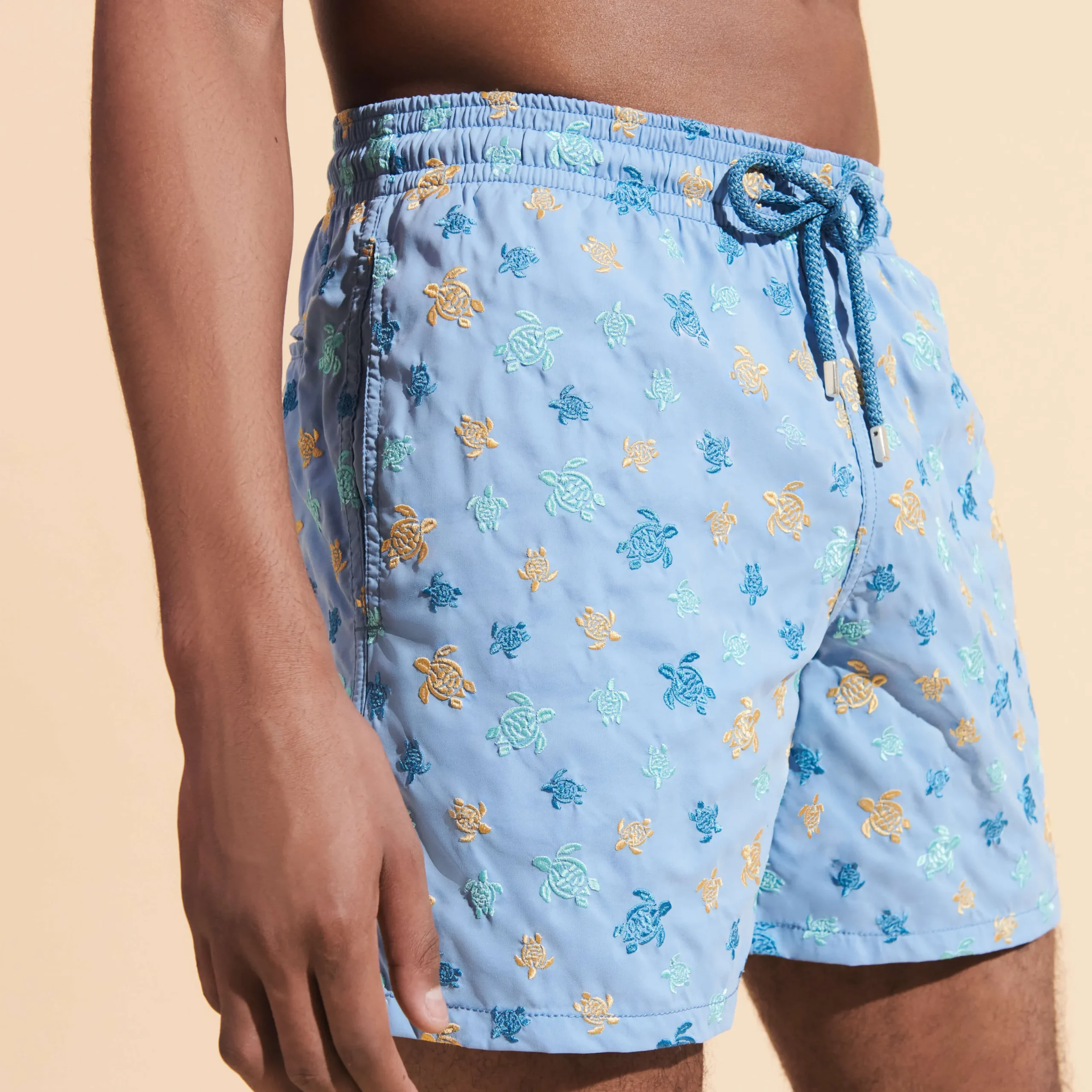 Outlet Vilebrequin Men Swim Trunks Embroidered Micro Ronde Des Tortues Rainbow - Limited Edition Divine/Blue