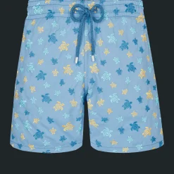 Outlet Vilebrequin Men Swim Trunks Embroidered Micro Ronde Des Tortues Rainbow - Limited Edition Divine/Blue