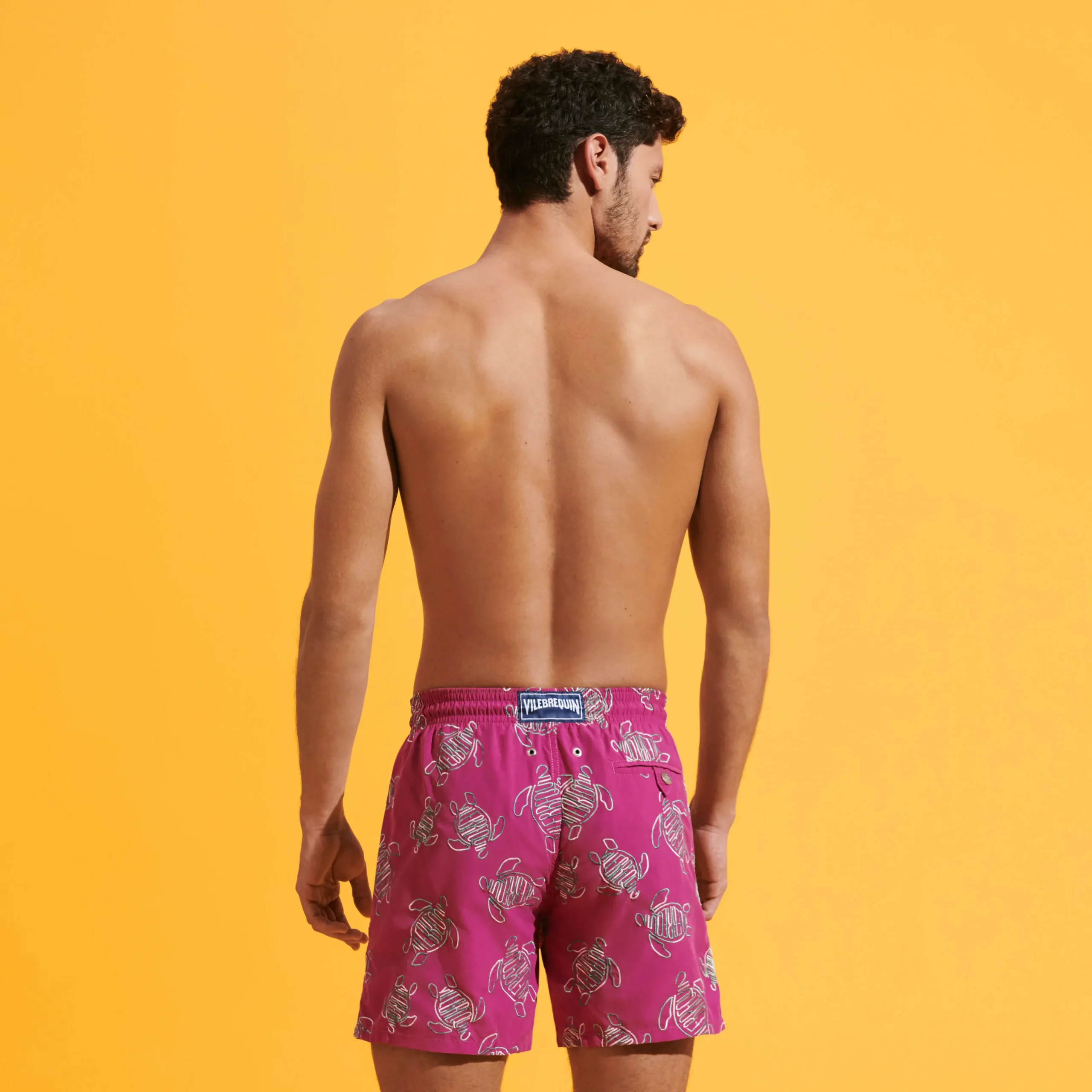 Cheap Vilebrequin Men Swim Trunks Embroidered Vbq Turtles - Limited Edition Crimson Purple/Red