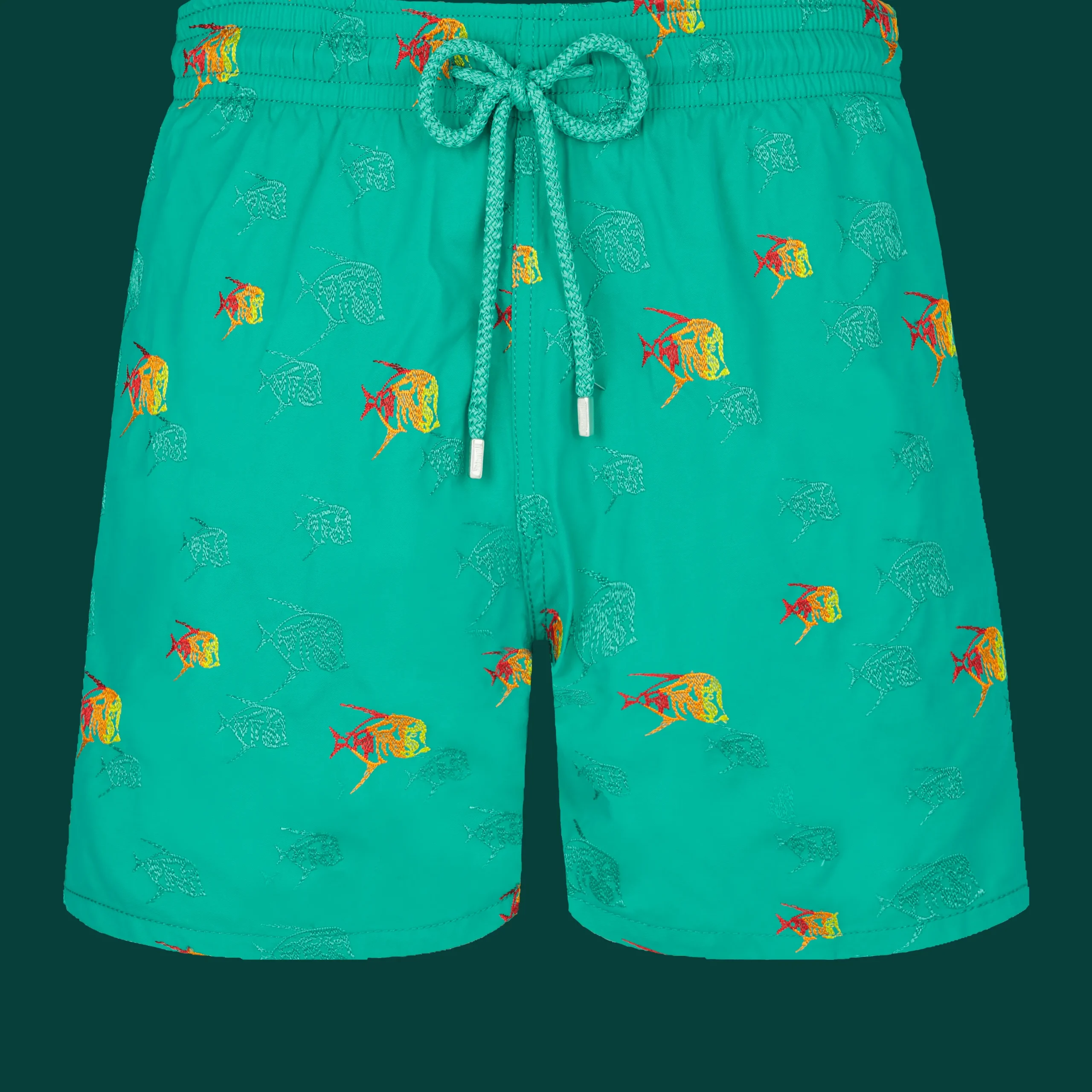 Discount Vilebrequin Men Swim Trunks Embroidered Piranhas - Limited Edition Tropezian Green/Green