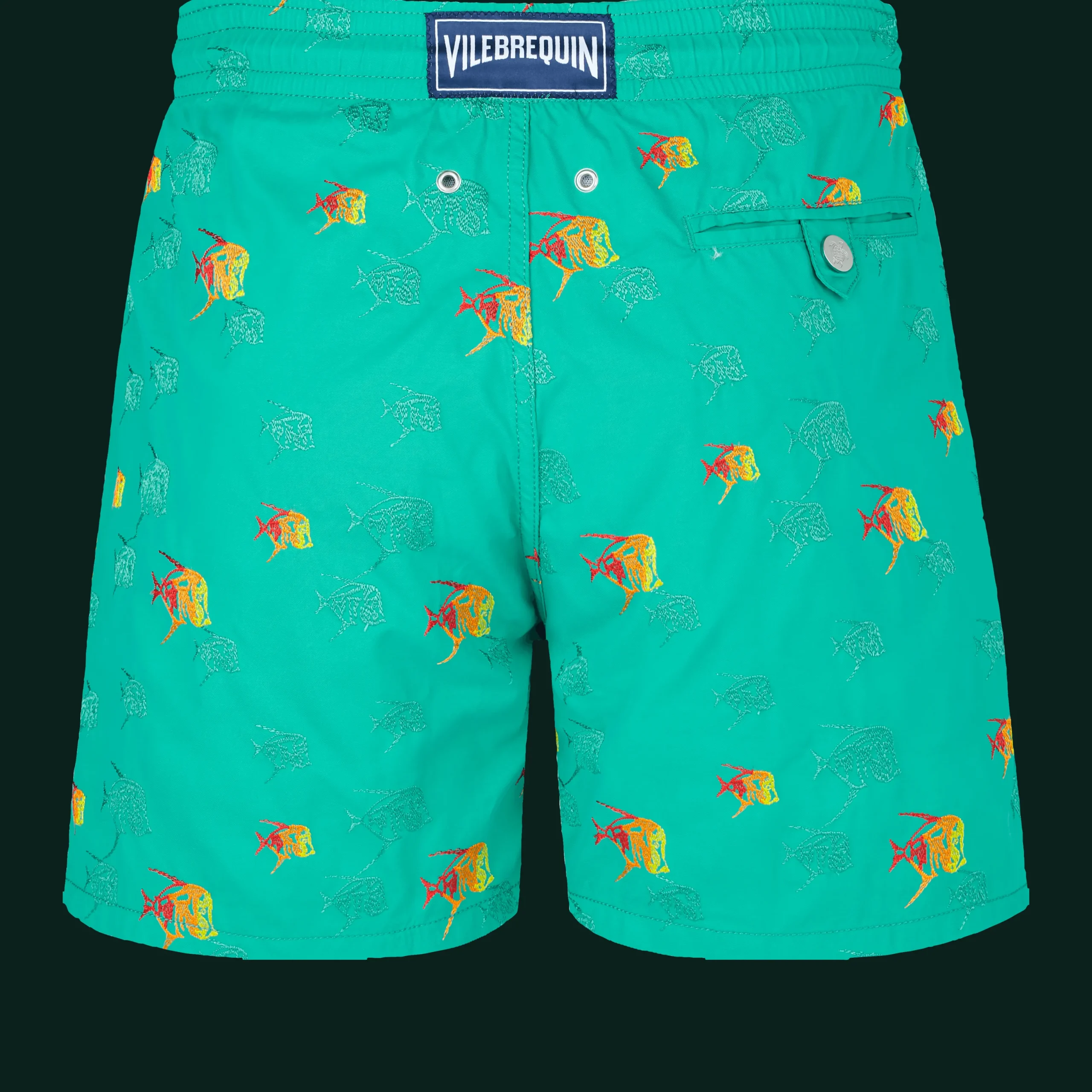 Discount Vilebrequin Men Swim Trunks Embroidered Piranhas - Limited Edition Tropezian Green/Green