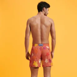 Sale Vilebrequin Men Swim Trunks Embroidered Ronde Tortues Multicolores - Limited Edition Tomette/Red