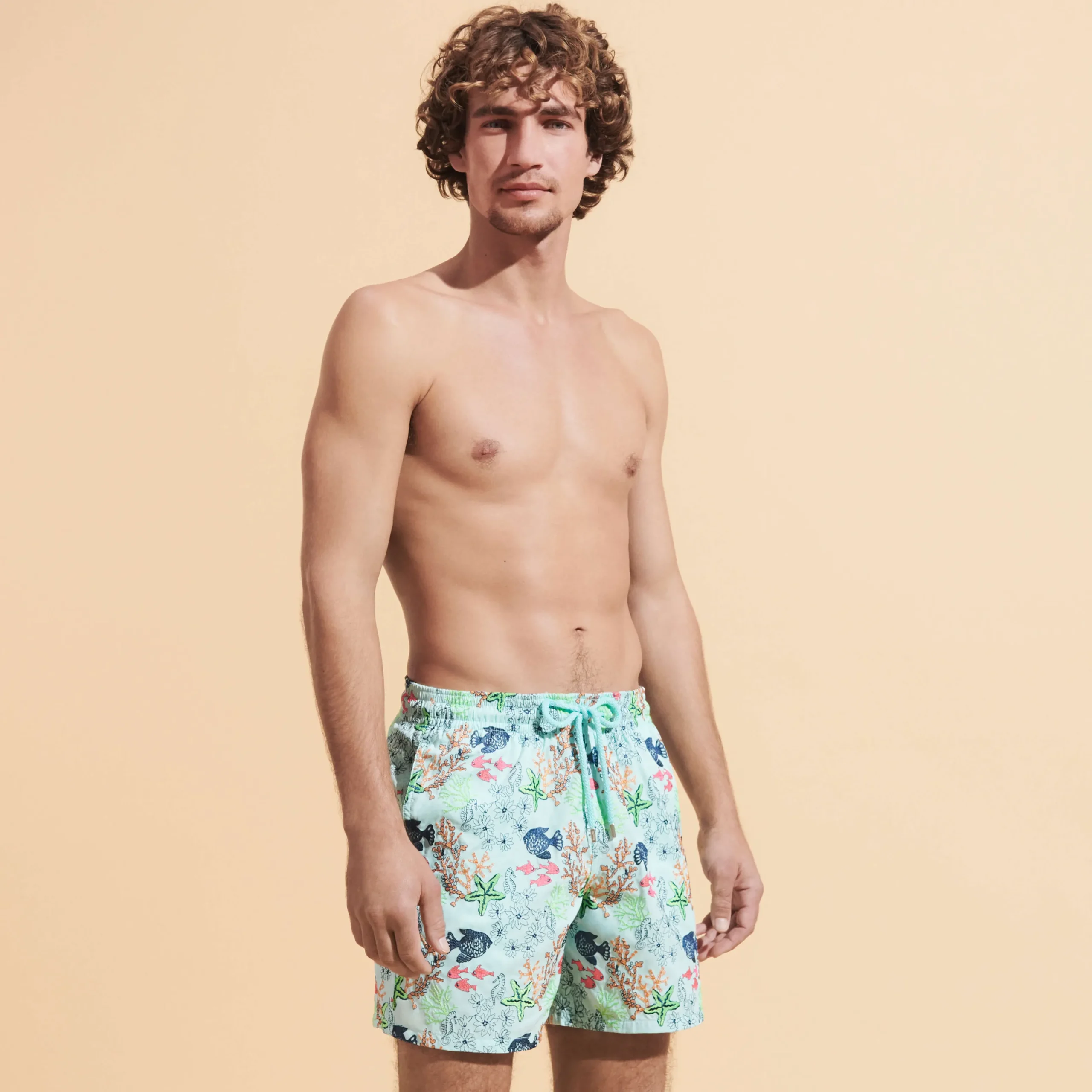 Store Vilebrequin Men Swim Trunks Embroidered Fond Marins - Limited Edition Thalassa/Blue