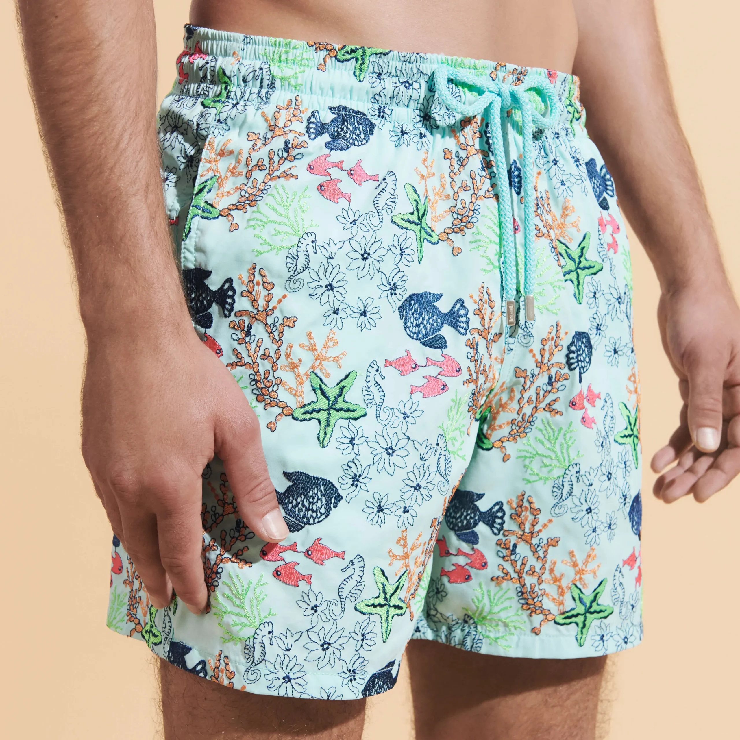 Store Vilebrequin Men Swim Trunks Embroidered Fond Marins - Limited Edition Thalassa/Blue