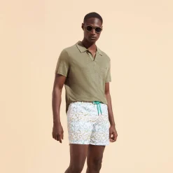 Flash Sale Vilebrequin Men Swim Trunks Embroidered Raiatea - Limited Edition White/White