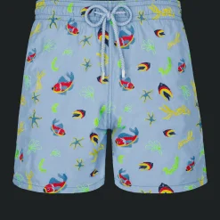 Best Sale Vilebrequin Men Swim Trunks Embroidered Naive Fish - Limited Edition Divine/Blue