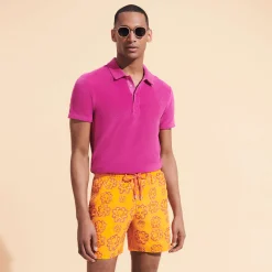Discount Vilebrequin Men Swim Trunks Embroidered Poulpes Neon - Limited Edition Carrot/Orange