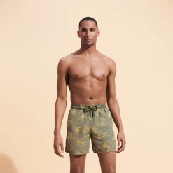 Best Sale Vilebrequin Men Swim Trunks Embroidered Vbq Turtles - Limited Edition Olivier/Green