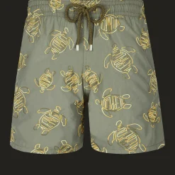 Best Sale Vilebrequin Men Swim Trunks Embroidered Vbq Turtles - Limited Edition Olivier/Green