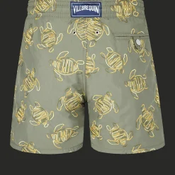 Best Sale Vilebrequin Men Swim Trunks Embroidered Vbq Turtles - Limited Edition Olivier/Green