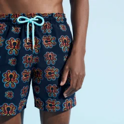 Discount Vilebrequin Men Swim Trunks Embroidered Poulpes Neon - Limited Edition Navy/Blue