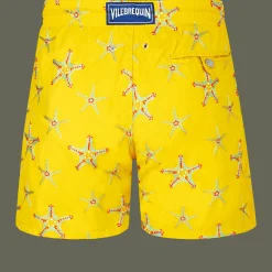 Flash Sale Vilebrequin Men Swim Trunks Embroidered Starfish Dance - Limited Edition Sunflower/Yellow