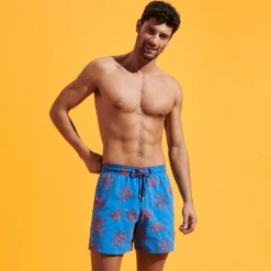 Outlet Vilebrequin Men Swim Trunks Embroidered Vbq Turtles - Limited Edition Earthenware/Blue