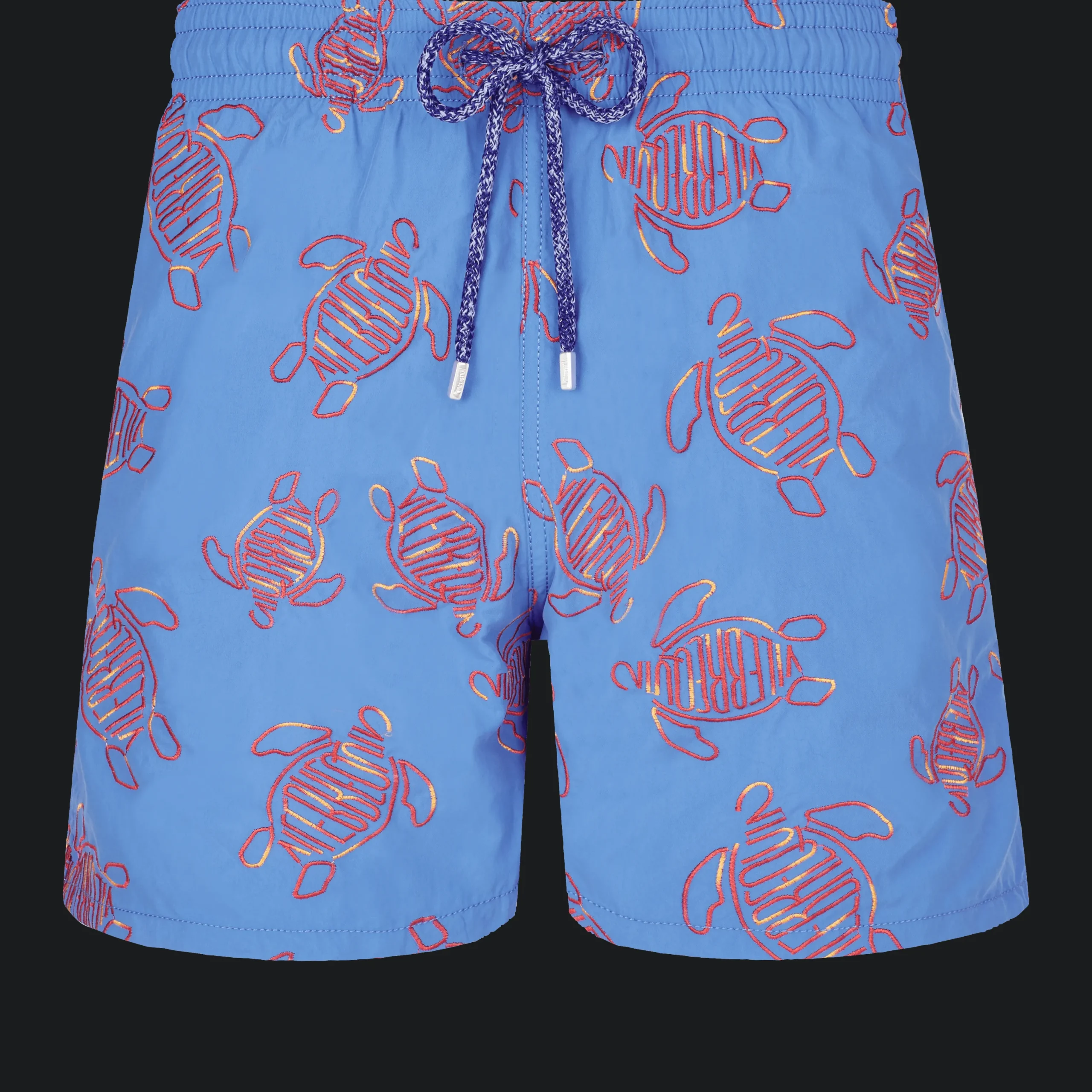 Outlet Vilebrequin Men Swim Trunks Embroidered Vbq Turtles - Limited Edition Earthenware/Blue