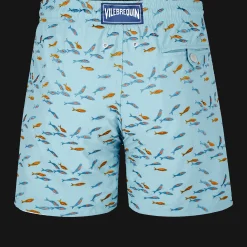 Cheap Vilebrequin Men Swim Trunks Embroidered Gulf Stream - Limited Edition Foam/Blue