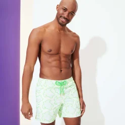 Flash Sale Vilebrequin Men Swim Trunks Embroidered 2017 Tortues Hypnotiques - Limited Edition Lemongrass/Green