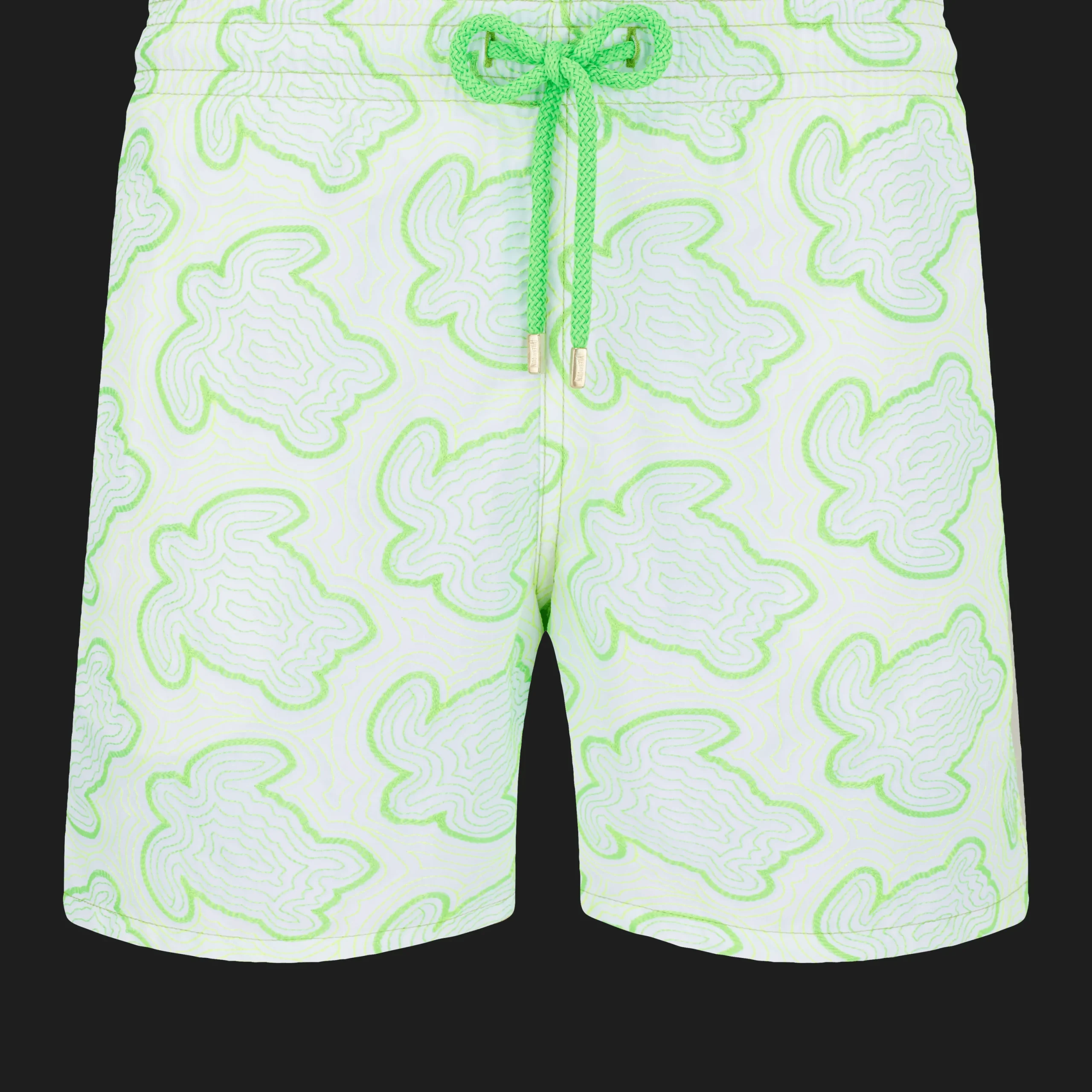 Flash Sale Vilebrequin Men Swim Trunks Embroidered 2017 Tortues Hypnotiques - Limited Edition Lemongrass/Green