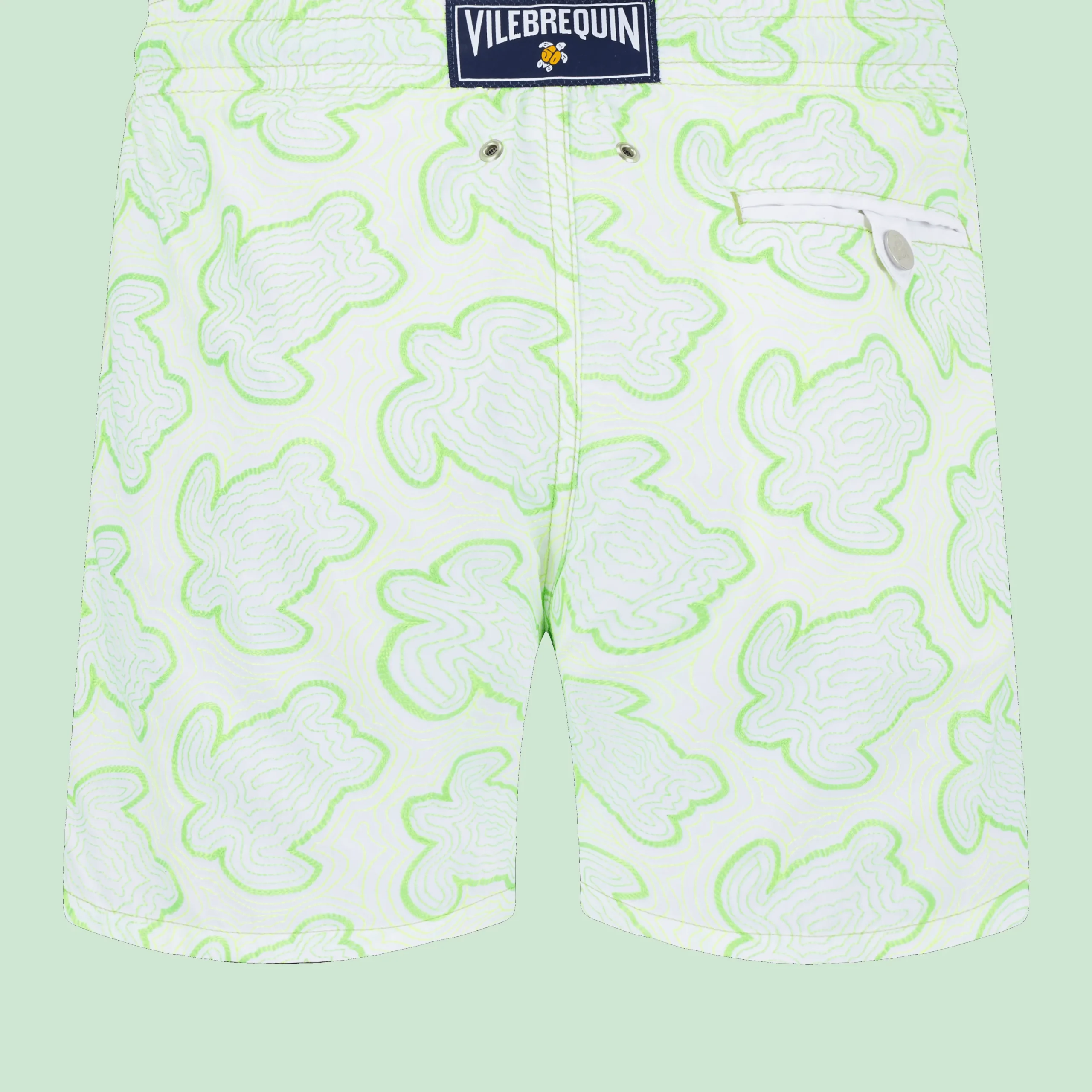 Flash Sale Vilebrequin Men Swim Trunks Embroidered 2017 Tortues Hypnotiques - Limited Edition Lemongrass/Green