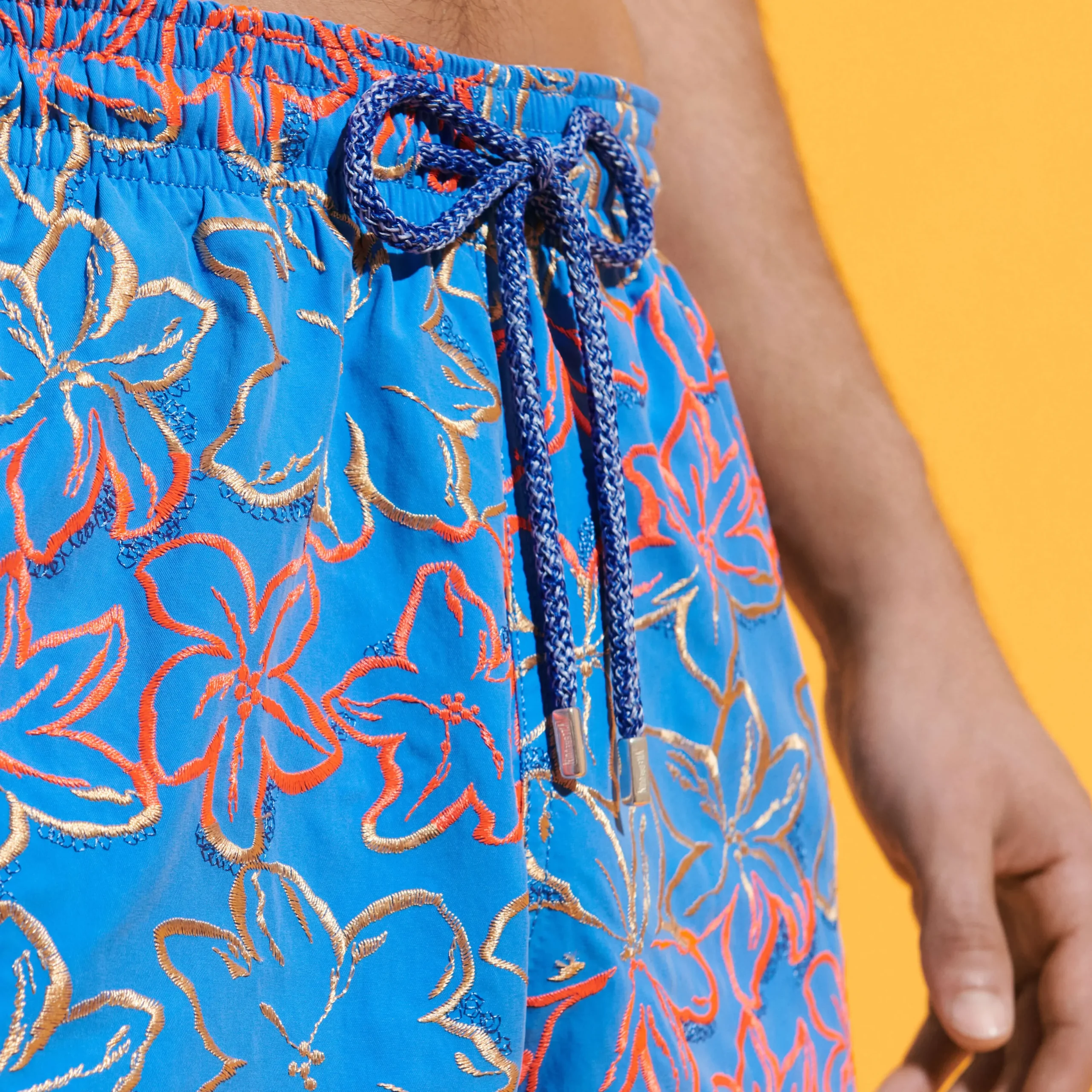 Best Vilebrequin Men Swim Trunks Embroidered Raiatea - Limited Edition Earthenware/Blue