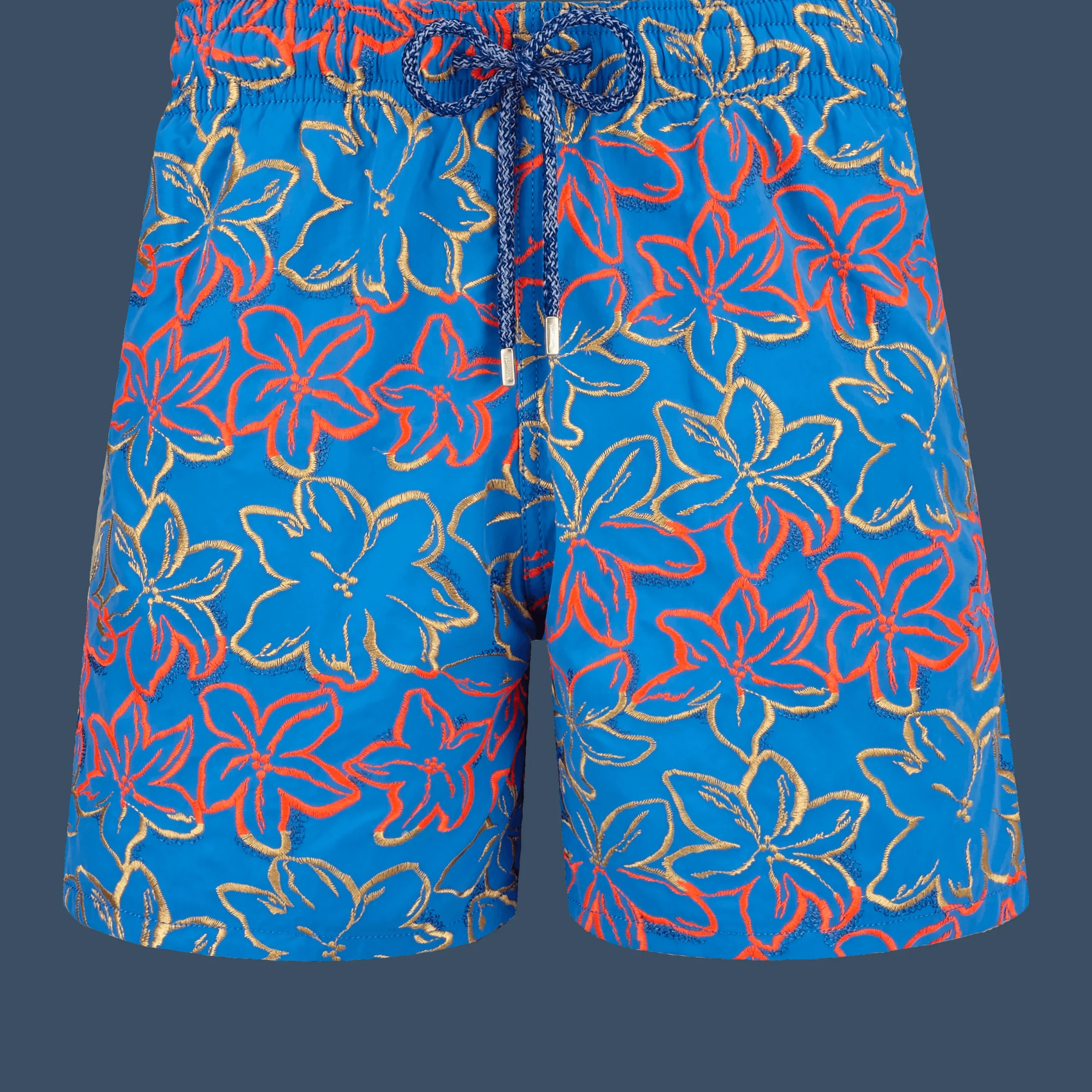 Best Vilebrequin Men Swim Trunks Embroidered Raiatea - Limited Edition Earthenware/Blue