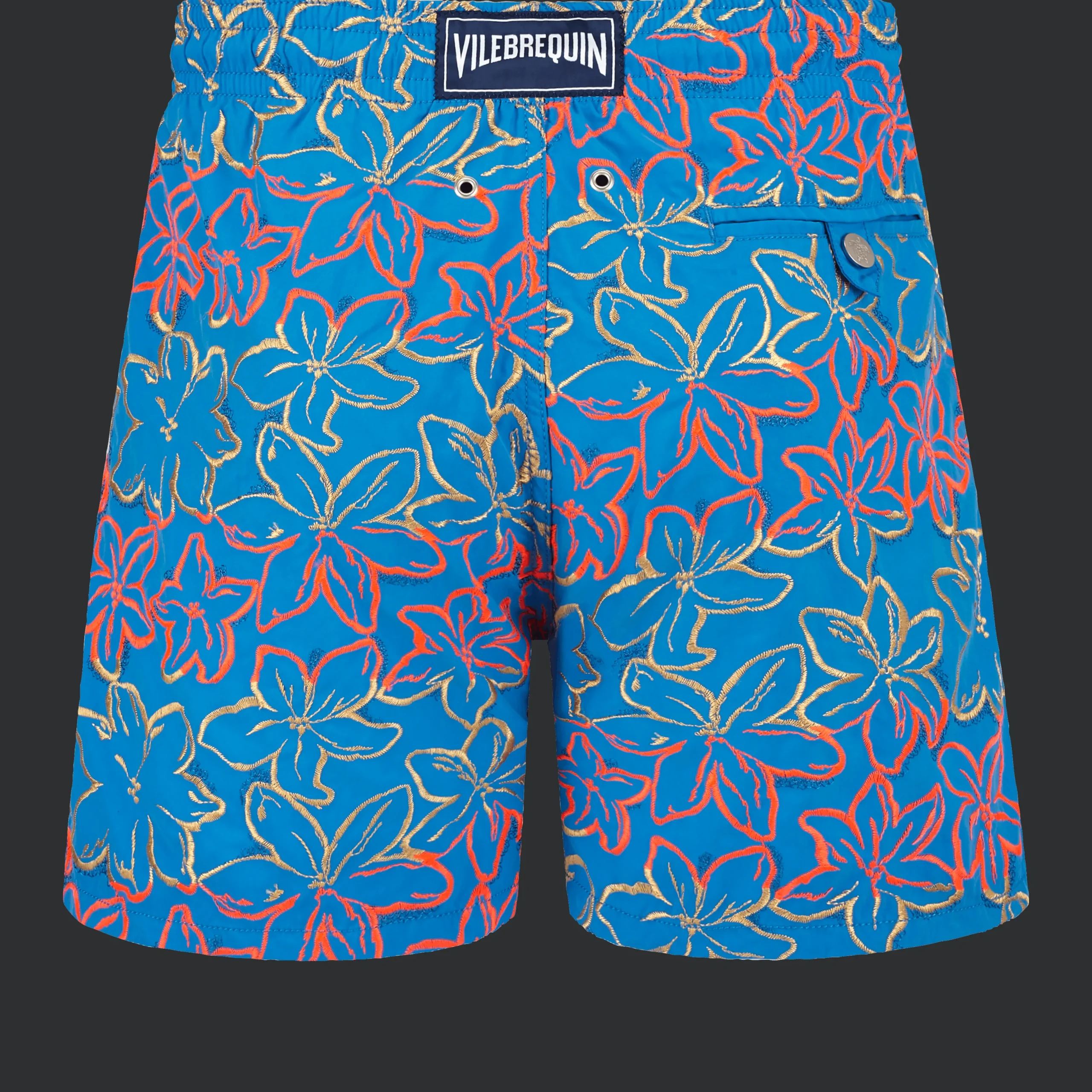 Best Vilebrequin Men Swim Trunks Embroidered Raiatea - Limited Edition Earthenware/Blue