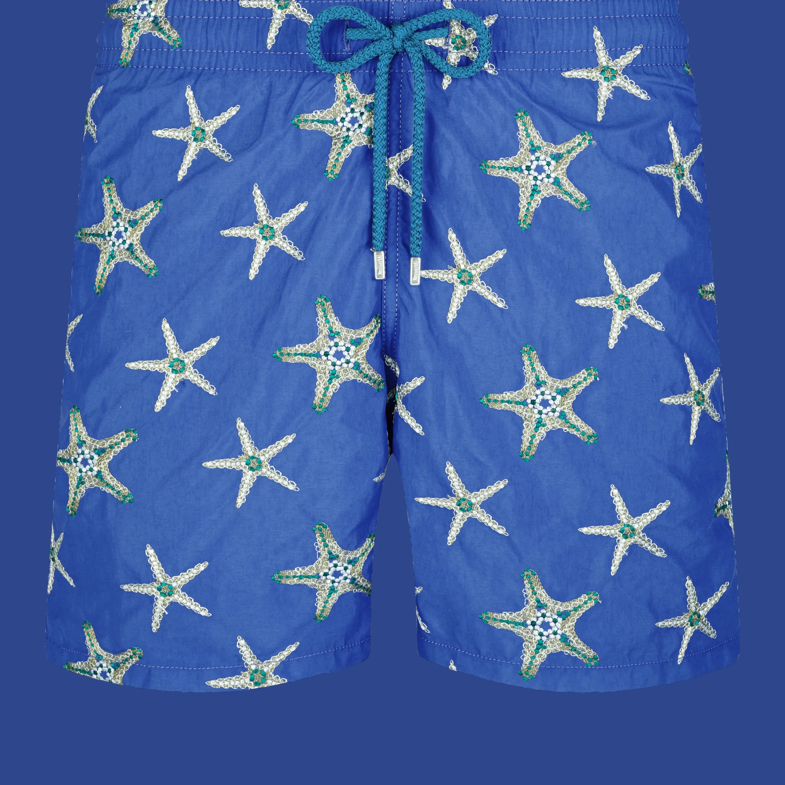 Shop Vilebrequin Men Swim Trunks Embroidered Starfish Dance - Limited Edition Purple Blue/Blue