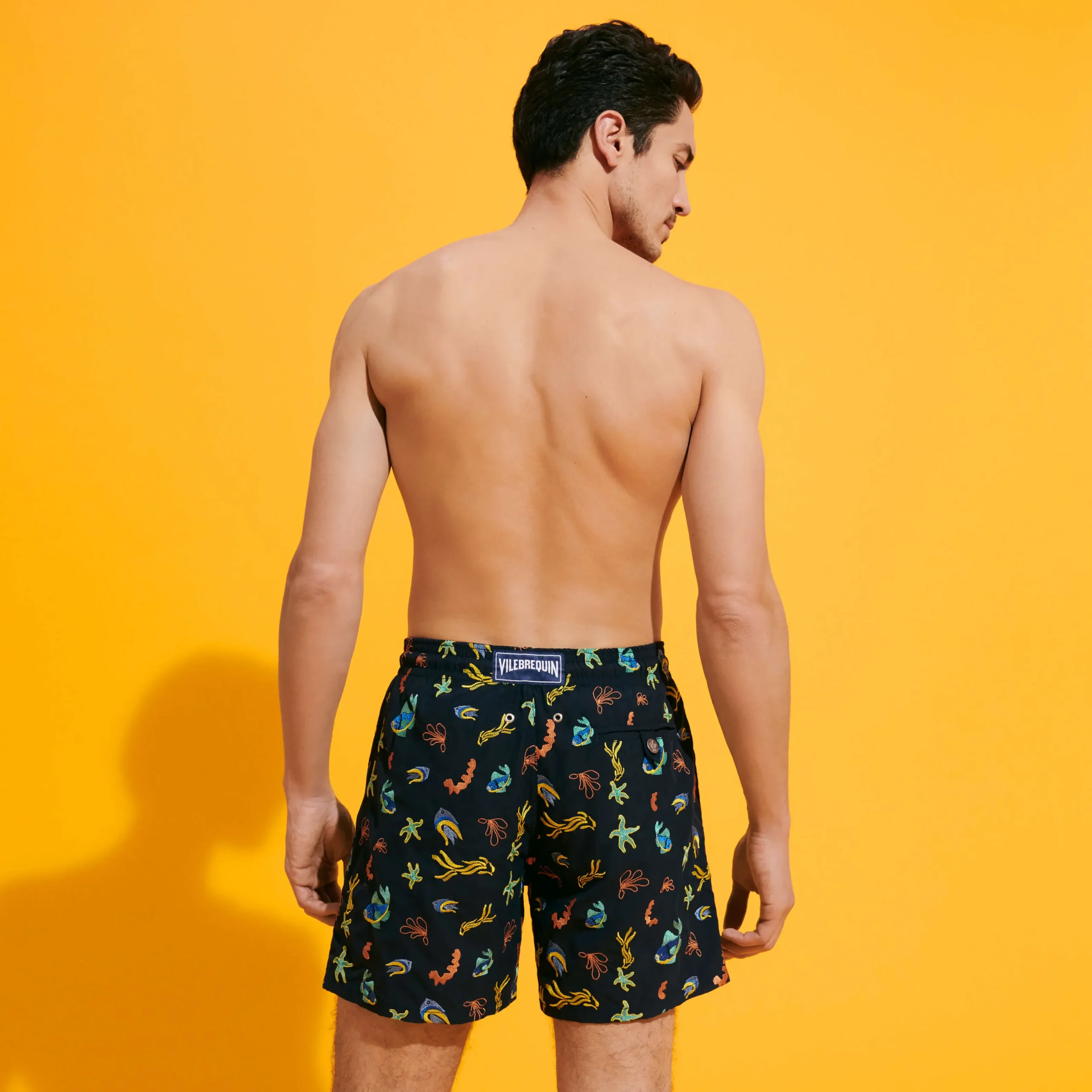 Store Vilebrequin Men Swim Trunks Embroidered Naive Fish - Limited Edition Navy/Blue