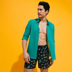 Store Vilebrequin Men Swim Trunks Embroidered Naive Fish - Limited Edition Navy/Blue