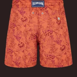Fashion Vilebrequin Men Swim Trunks Embroidered Marche Provencal - Limited Edition Tomette/Red