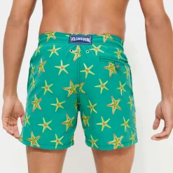 Cheap Vilebrequin Men Swim Trunks Embroidered Starfish Dance - Limited Edition Linden/Green